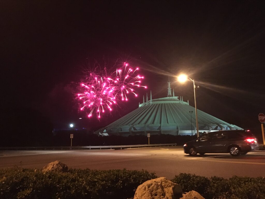 Disney fireworks over Space Mountain