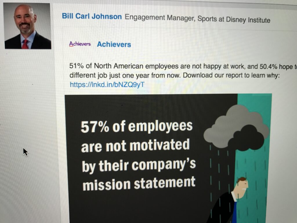 Social media screen shot about employee engagement 